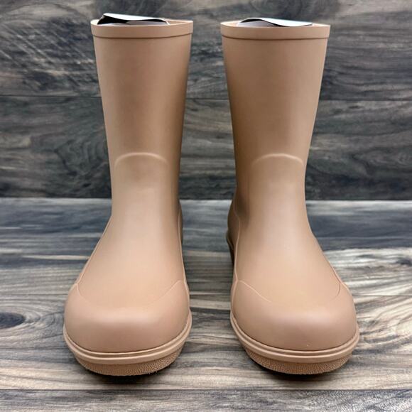 NIB FitFlop 10 Wonderwelly Short Waterproof Rubber Rain Boots Bootie Latte Tan - Picture 6 of 16